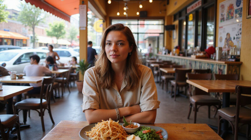 Young backpacker at a vibrant restaurant in מסעדות באנטופגסטה צ'ילה