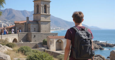 Backpacker exploring אטרקציות בלה סרנה צ'ילה with camera