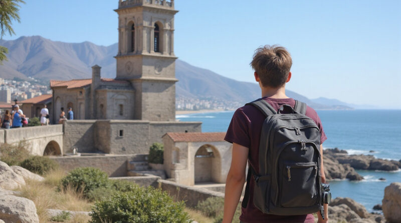 Backpacker exploring אטרקציות בלה סרנה צ'ילה with camera