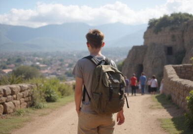 Backpacker exploring popular אטרקציות בצ'יקליו פרו