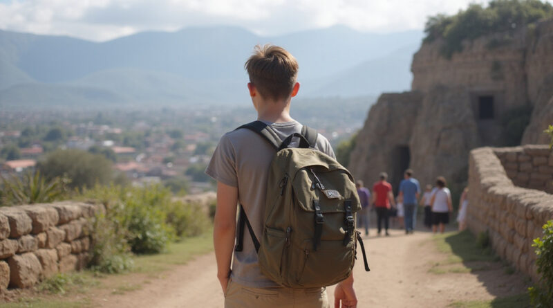Backpacker exploring popular אטרקציות בצ'יקליו פרו
