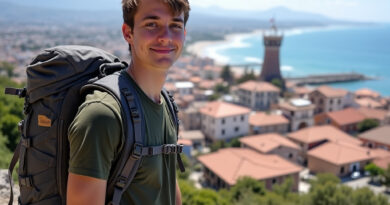 Backpacker overlooking unique attractions in Concepcion, Chile