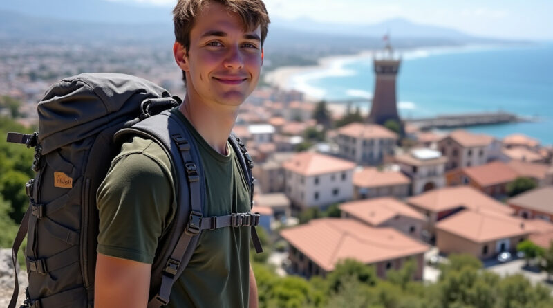 Backpacker overlooking unique attractions in Concepcion, Chile