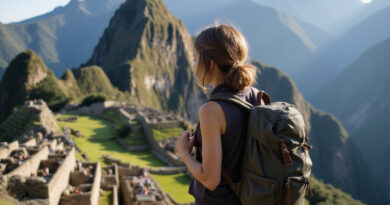 Backpacker amazed by the אטרקציות במאצ'ו פיצ'ו פרו in Peru