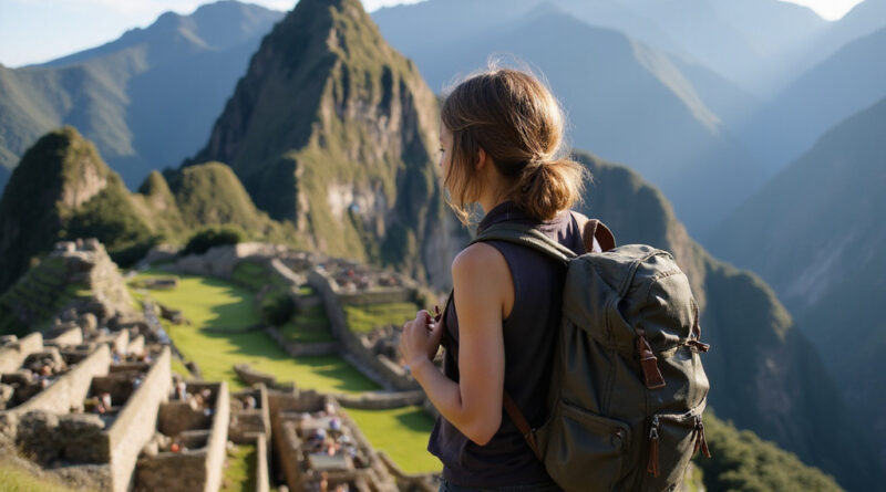 Backpacker amazed by the אטרקציות במאצ'ו פיצ'ו פרו in Peru
