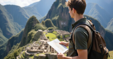 Young backpacker exploring אטרקציות במרס פרו in Machu Picchu, Peru