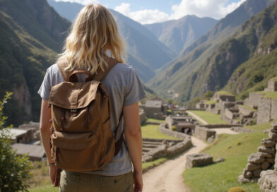 Backpacker exploring Pisac, Peru attractions
