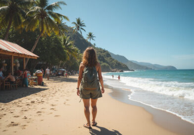Backpackers exploring attractions in Mancora, Peru