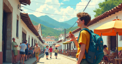 Backpacker exploring attractions in Popayán, Colombia