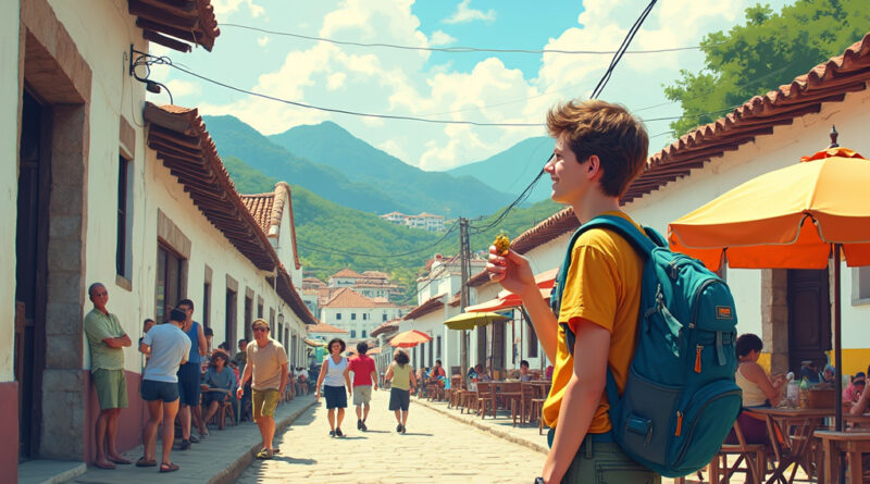 Backpacker exploring attractions in Popayán, Colombia