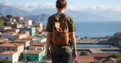 Backpacker overlooking Puerto Montt, Chile attractions