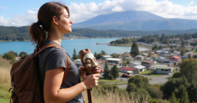 Backpacker admiring אטרקציות בפורטו וראס צ'ילה scenic landscape