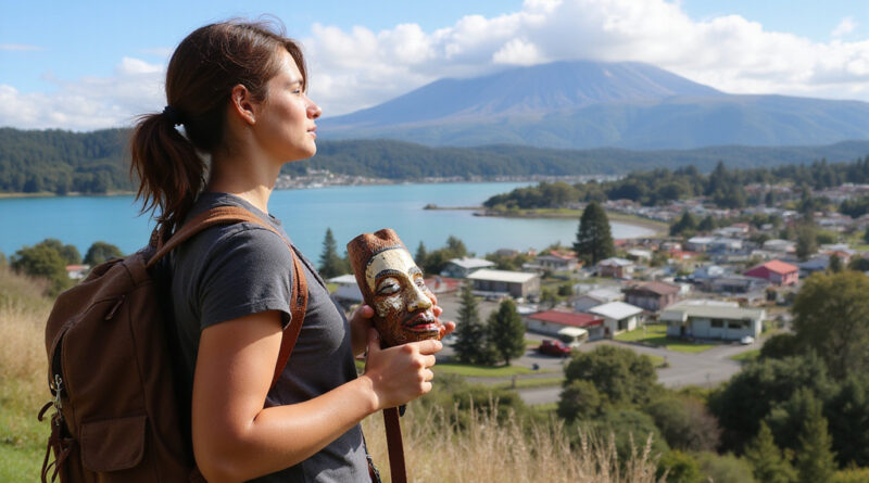 Backpacker admiring אטרקציות בפורטו וראס צ'ילה scenic landscape
