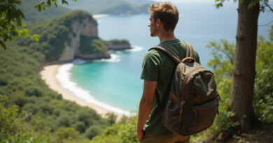 Backpacker exploring אטרקציות בסנטה מרתה קולומביה at Tayrona National Park