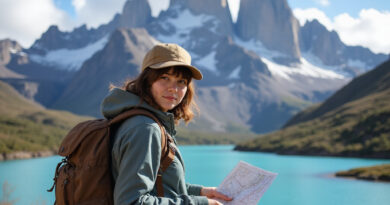 Backpacker exploring אטרקציות בטורס דל פיינה צ'ילה