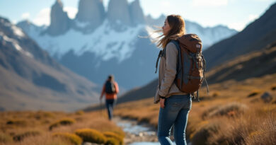Young backpacker exploring Torres Del Paine, Chile