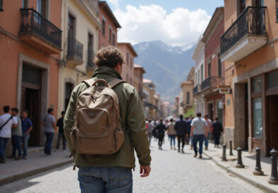 Backpacker exploring recommended hostels in Huaraz Peru