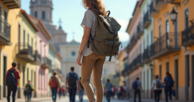 Backpacker exploring attractions in Valparaiso, Chile