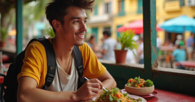 Backpacker experiencing culinary culture at מסעדות בקרטחנה קולומביה