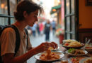 Young backpacker exploring culinary delights in מסעדות בצ'יקליו פרו