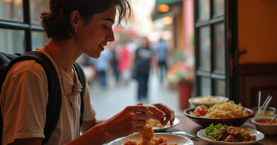 Young backpacker exploring culinary delights in מסעדות בצ'יקליו פרו