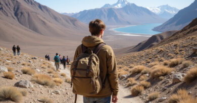 Backpacker admiring breathtaking landscape of Antofagasta, Chile