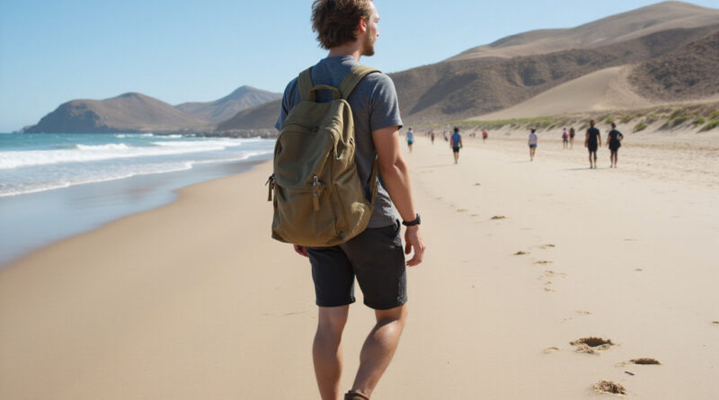 Backpacker exploring the diverse landscapes of Iquique, Chile