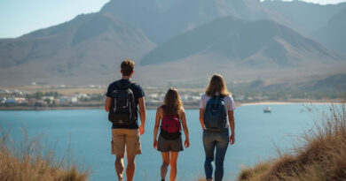 Backpackers exploring attractions in Arica, Chile