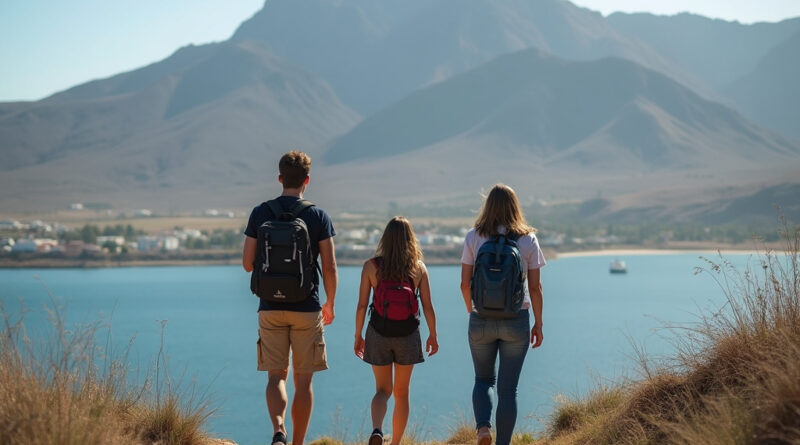 Backpackers exploring attractions in Arica, Chile