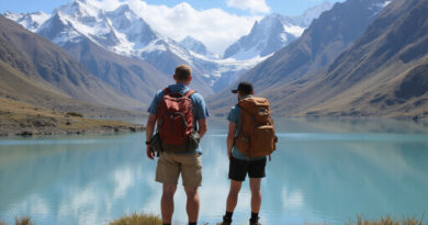 Young backpackers exploring breathtaking אטרקציות בקויאי צ'ילה landscapes