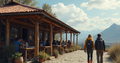 Typical restaurant with backpackers in Coyhaique, Chile