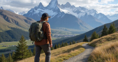 Backpacker admiring the scenic beauty of Coyhaique, Chile