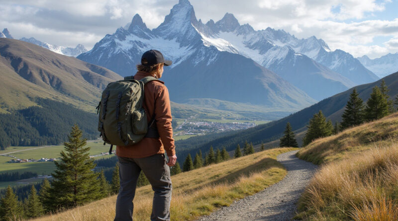 Backpacker admiring the scenic beauty of Coyhaique, Chile