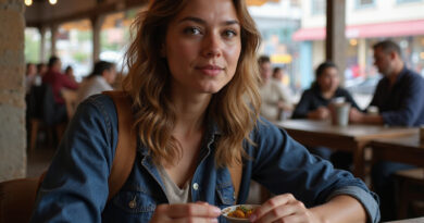Young backpacker enjoying local cuisine in Temuco, Chile restaurant
