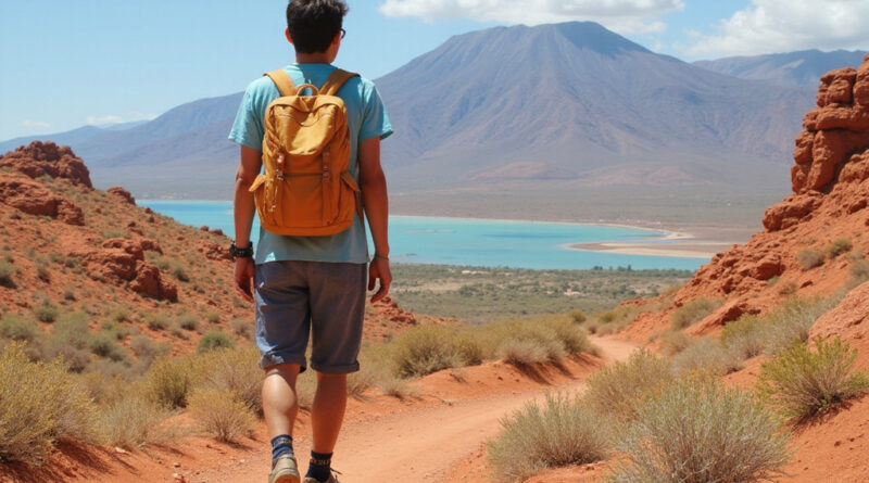 Young adult backpacker exploring La Guajira, Colombia