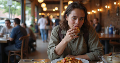 Backpacker exploring vibrant מסעדות במדיין קולומביה dining scene.
