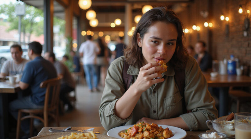 Backpacker exploring vibrant מסעדות במדיין קולומביה dining scene.