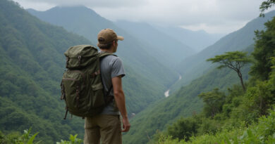 Backpacker ready for thrilling טיסה לדרום אמריקה adventure