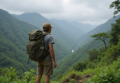 Backpacker ready for thrilling טיסה לדרום אמריקה adventure