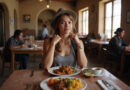 Young adult enjoying local cuisine at a restaurant in Puno, Peru