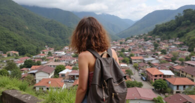 Backpacker enjoying breathtaking views of Guatape, Colombia