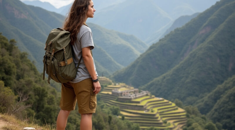 Young backpacker overlooking Choquequirao, Peru in המלצות על צ'יקליו פרו outfit