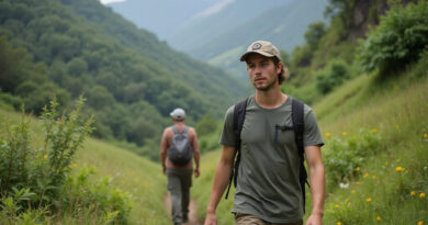 Young man trekking in vibrant Baranquilla, טרקים בבאראנקייה קולומביה landscape.
