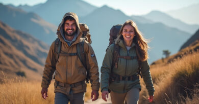 Young backpackers hiking treks in Arequipa, Peru
