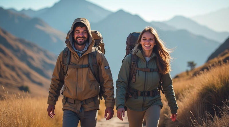 Young backpackers hiking treks in Arequipa, Peru