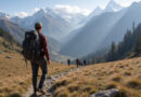 Young backpacker exploring trails in Huascaran National Park, Peru