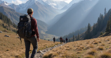 Young backpacker exploring trails in Huascaran National Park, Peru