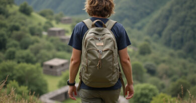 Active backpacker admiring view during טרקים בצ'יקליו פרו trek.
