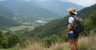 Young backpacker enjoying scenic טרקים בקפורגנה קולומביה trail view