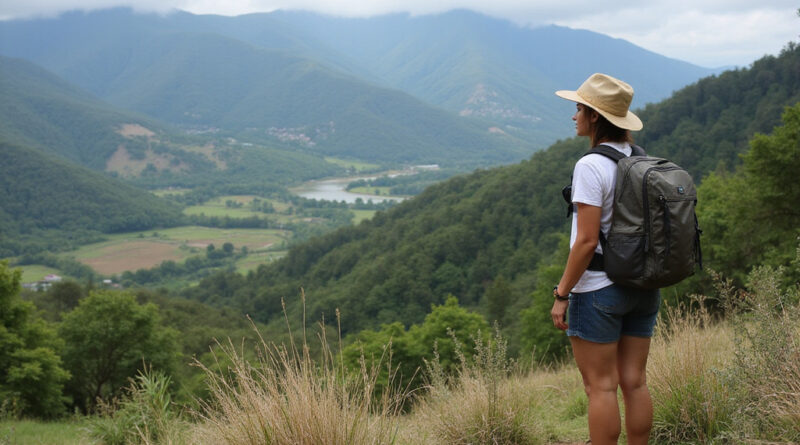 Young backpacker enjoying scenic טרקים בקפורגנה קולומביה trail view